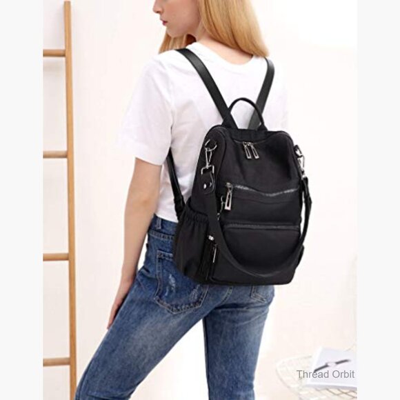 Convertible Vegan Leather Backpack Purse with Tassel, Laptop Compatible Travel main image 6